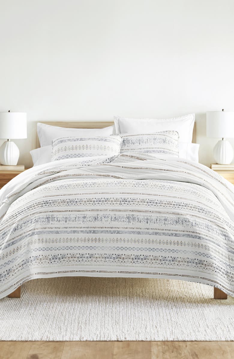 HOMESPUN Pattern Reversible Quilt & Sham Set, Alternate, color, Stripe Taupe