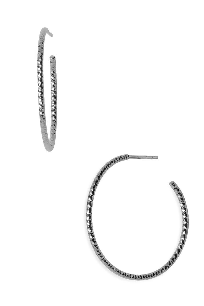 Argento Vivo Textured Hoop Earrings, Main, color, STERLING SILVER