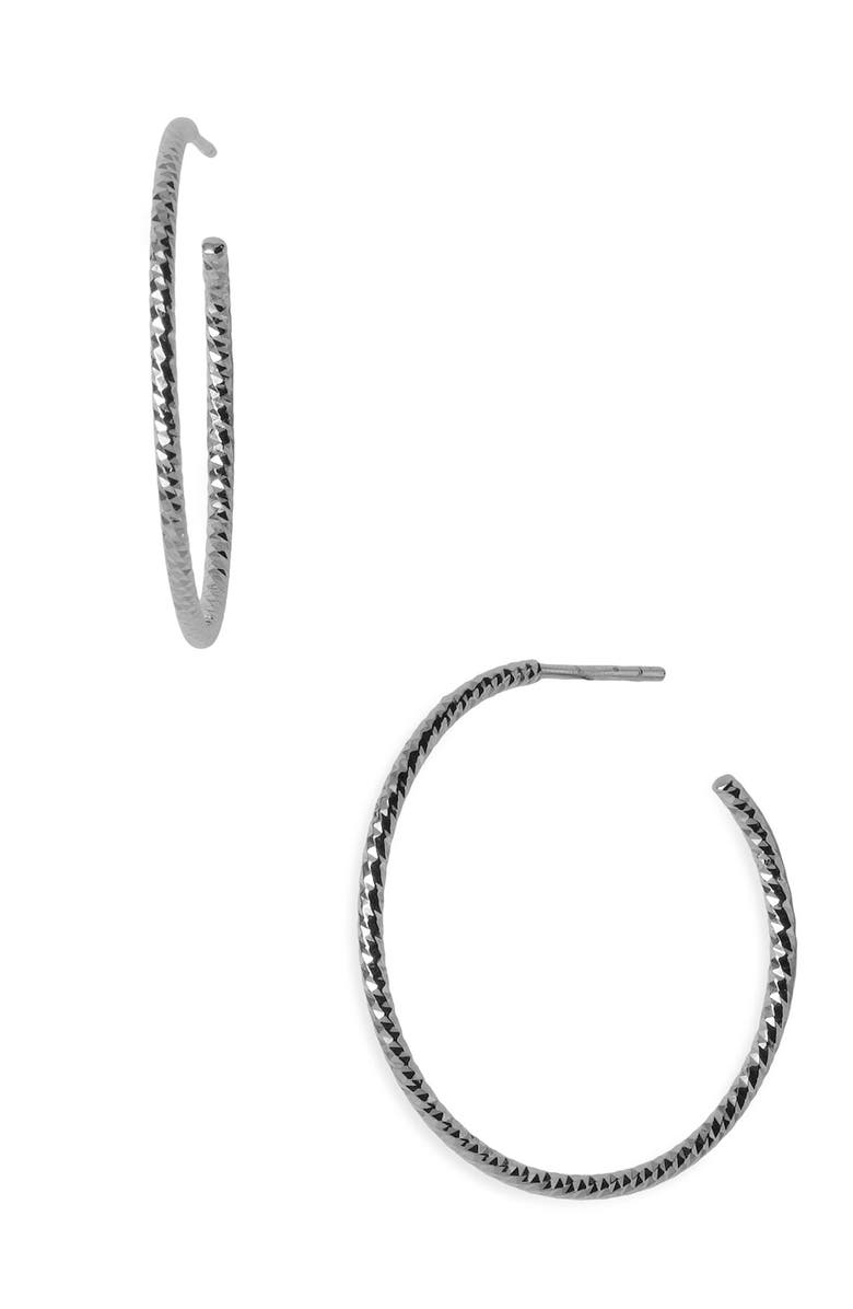 Argento Vivo Sterling Silver Argento Vivo Textured Hoop Earrings, Main, color, Sterling Silver