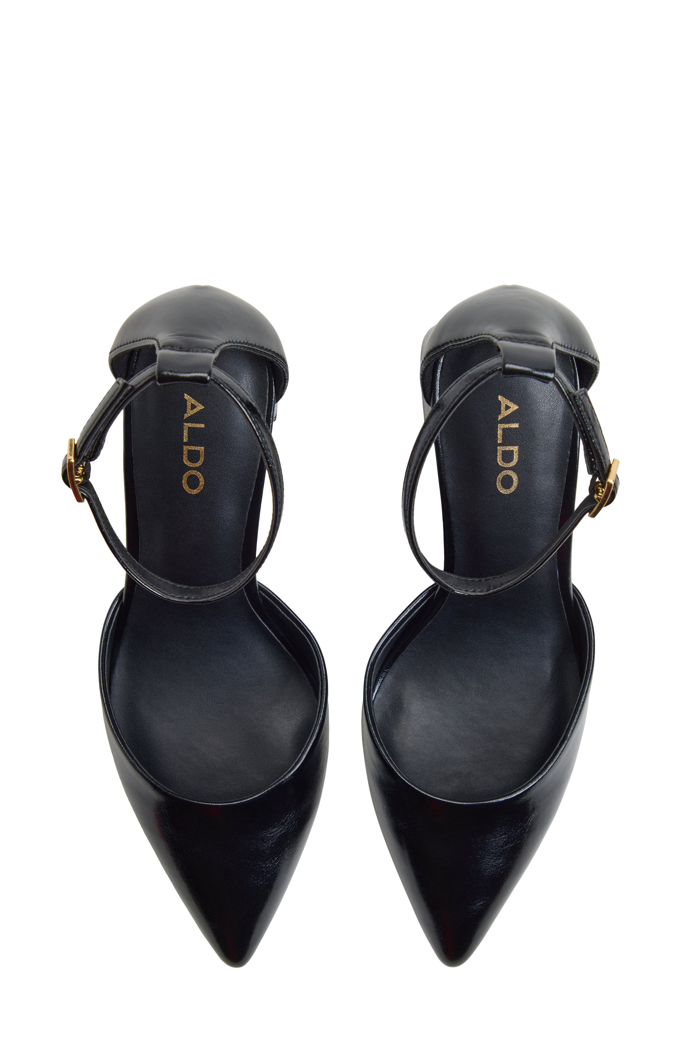 Jannine Ankle Strap Pump, Alternate, color, JET BLACK CRUSHED