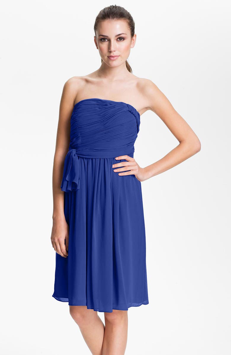Calvin Klein Strapless Ruched Chiffon Dress, Main, color, 
