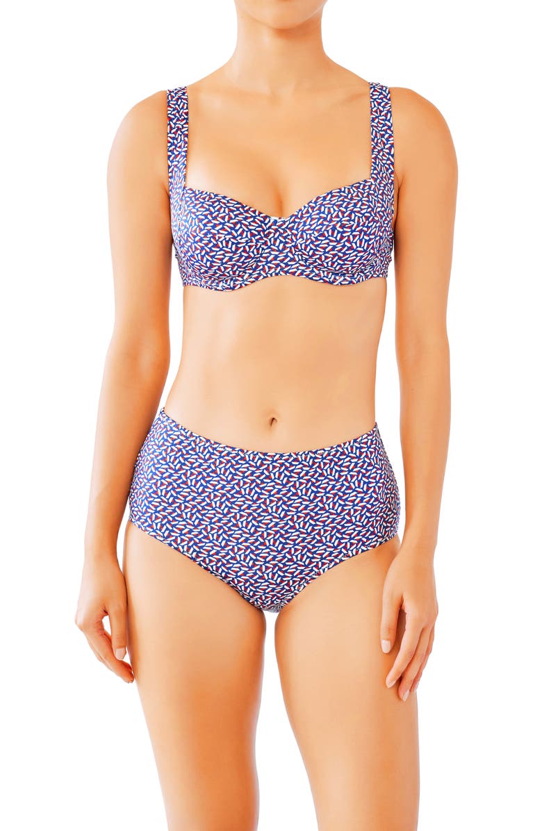 Huit Reversible High Waist Bikini Bottoms, Alternate, color, Blue Print