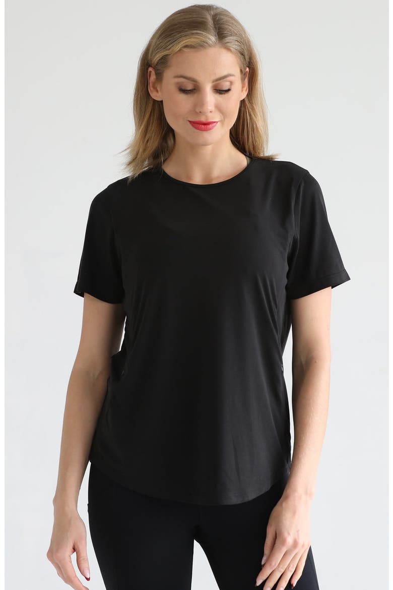 Harper Cross Back Short Sleeve Nursing Tee, Alternate, color, Noir