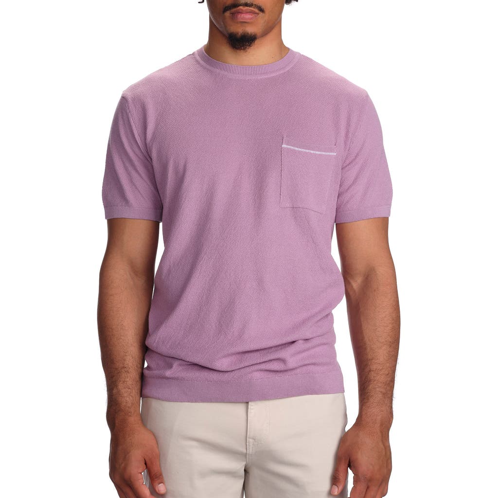 Studio Garnet Los Angeles Textured Short Sleeve Cotton Sweater In Lavender