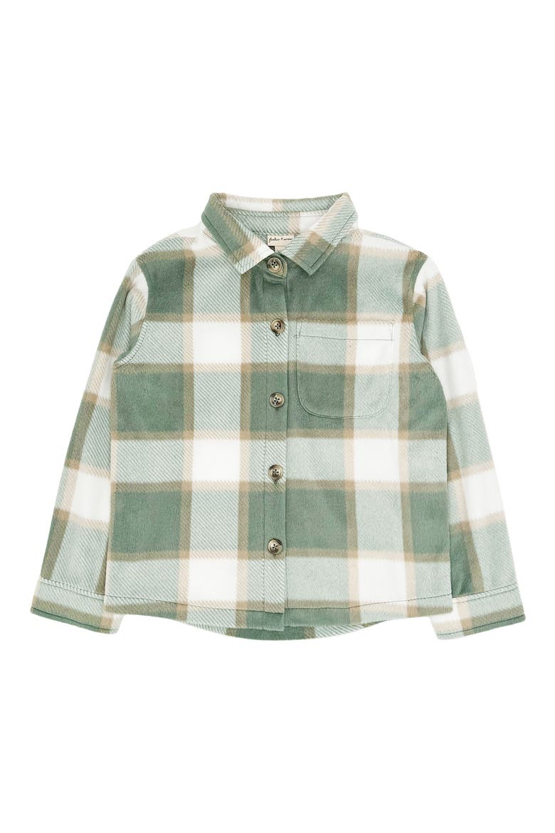 Kids' Alpine Plaid Fleece Button-Up Shirt, Main, color, SAGE