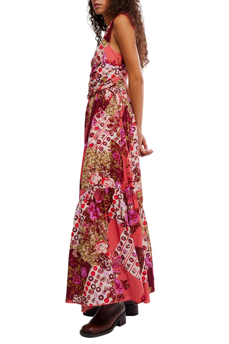 Sasha Floral Mesh Midi Dress, Alternate, color, STRAWBERRY COMBO