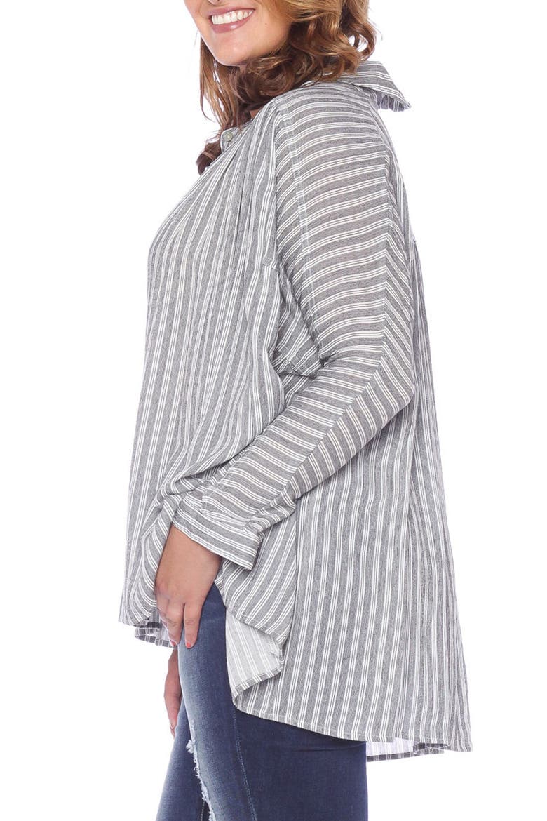 Stripe Babydoll High/Low Top, Alternate, color, BLACK