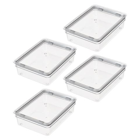 Large Food Storage Bin with Airtight Lid - Set of 4 - Clear
