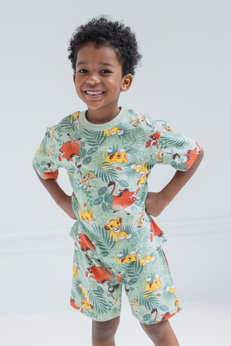 Lion King 2-Piece T-Shirt and Shorts Set, Alternate, color, Sage Green Simba