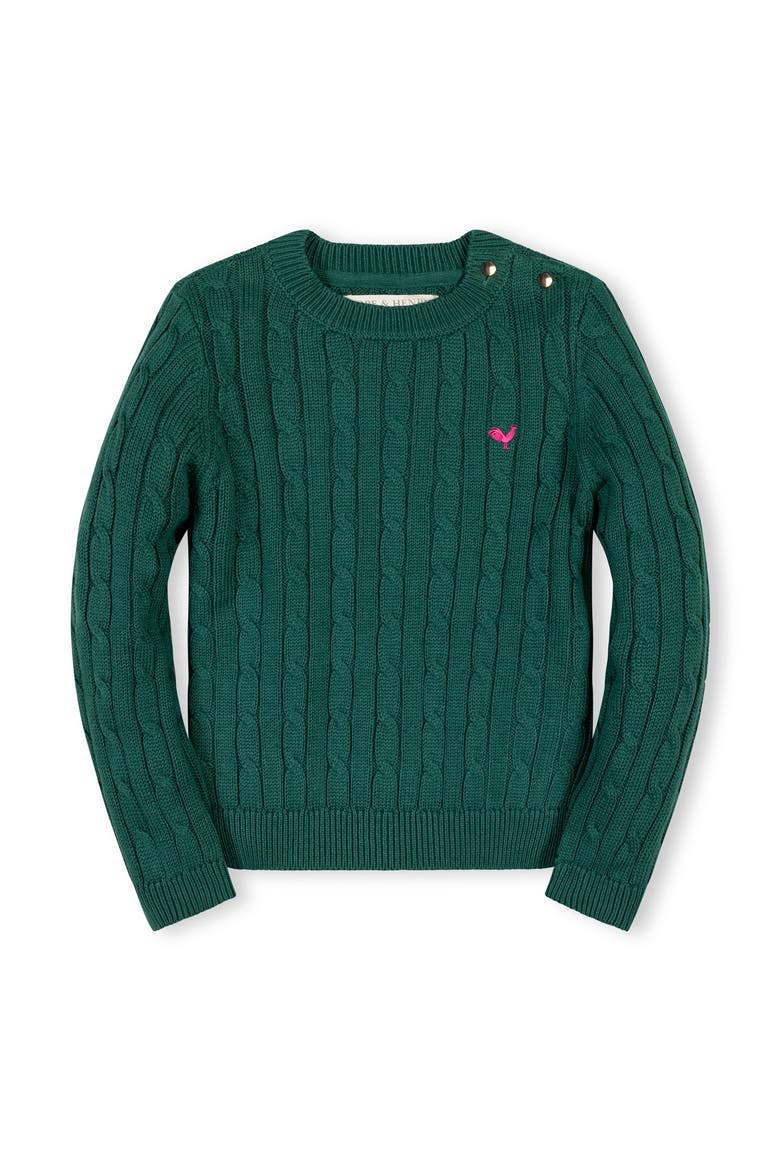 Kids' Organic Crew Neck Cable Sweater, Main, color, Green Cable
