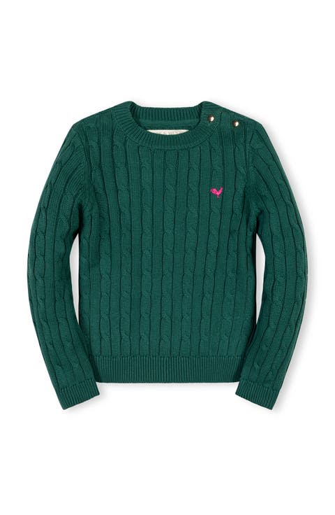 Kids' Organic Crew Neck Cable Sweater