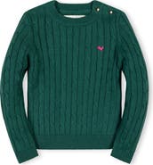 Hope & Henry Kids' Organic Crew Neck Cable Sweater