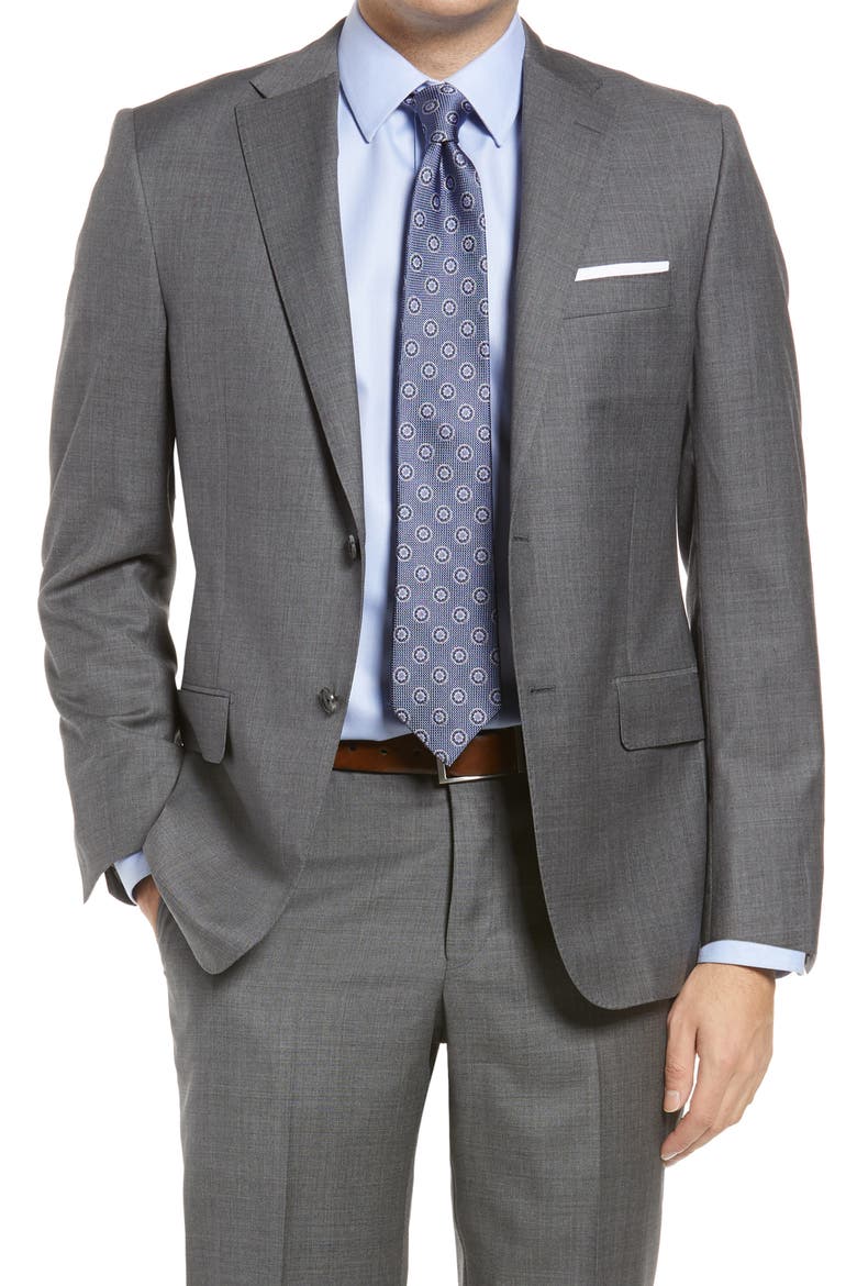 Infinity Sharkskin Classic Fit Wool Suit, Alternate, color, GREY