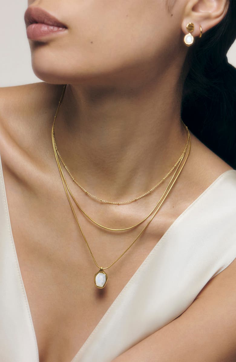 Monica Vinader Odyssey Stone Pendant Necklace, Alternate, color, Yellow Gold