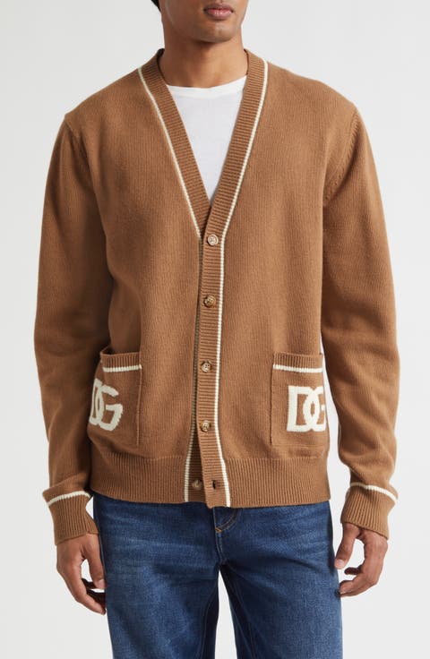 Intarsia Logo Virgin Wool Cardigan