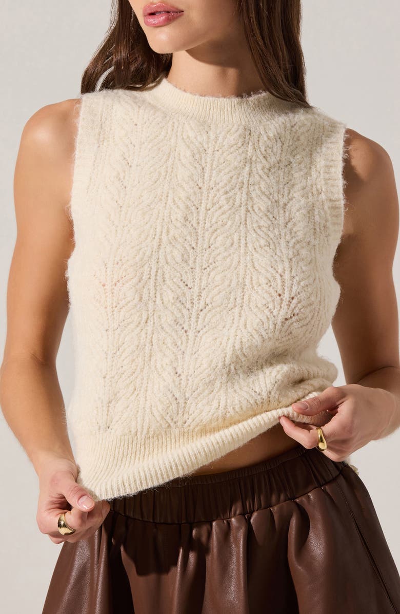 ASTR the Label Pernille Ruffle Sleeveless Sweater, Alternate, color, Vanilla