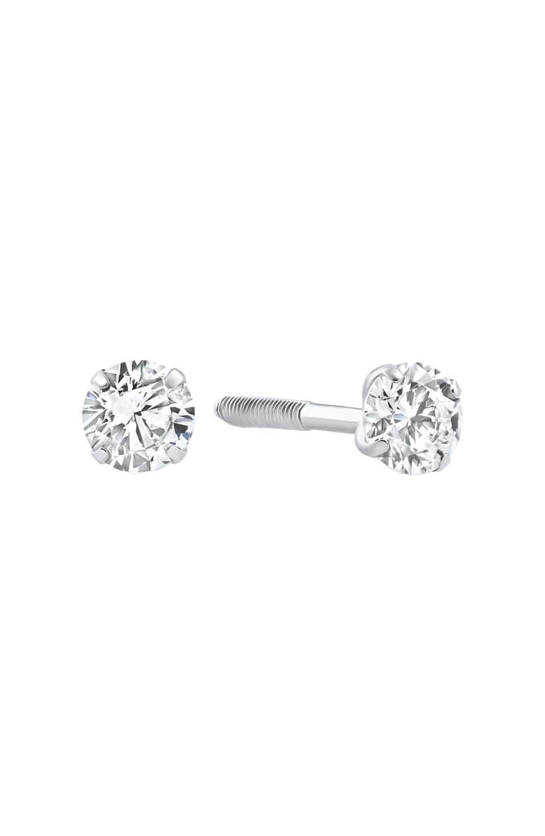 Bliss Diamond 1/4 Ct Diamond Screw Back Studs 14k Gold Lab Grown Eco Friendly, Alternate, color, 14K White Gold