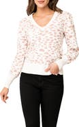 GIBSONLOOK Cupid Spot Jacquard V-Neck Sweater