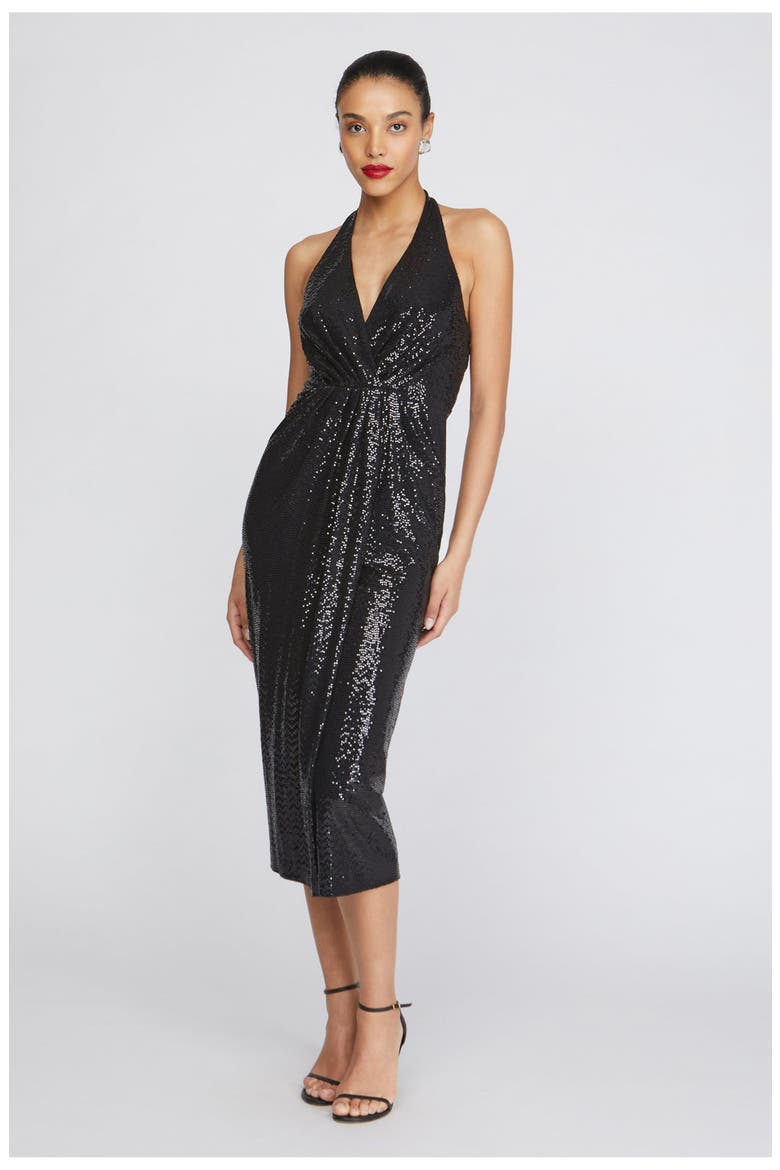 Leonie Disco Jersey Midi, Alternate, color, Black