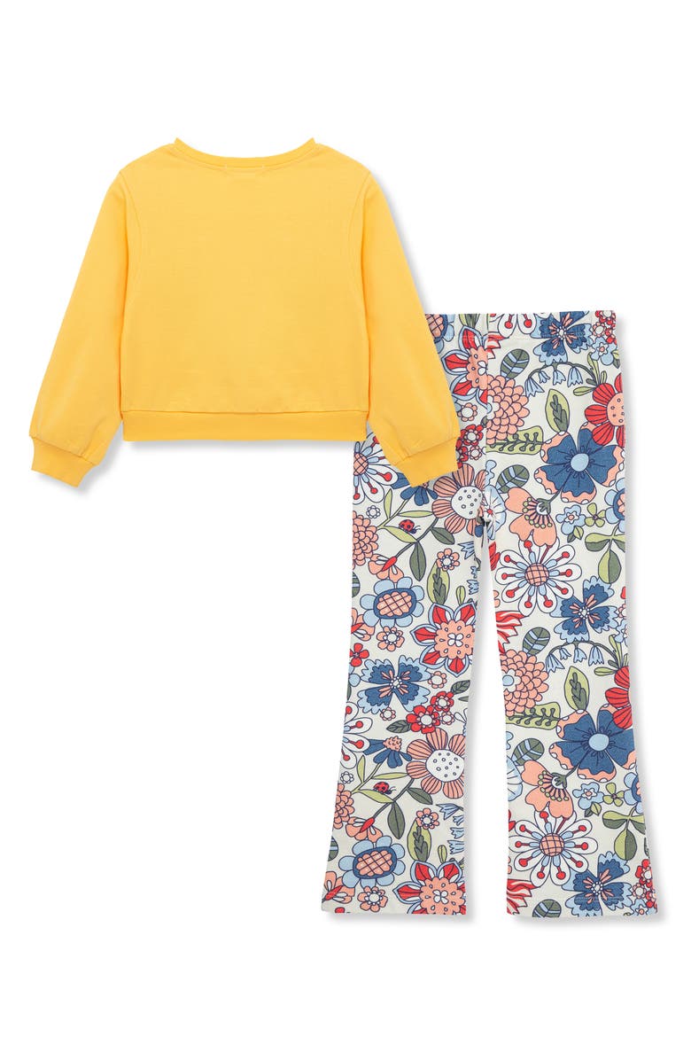 Peek Aren't You Curious Kids' Butterfly Garden Embroidered Sweatshirt & Floral Print Knit Pants Set, Alternate, color, 