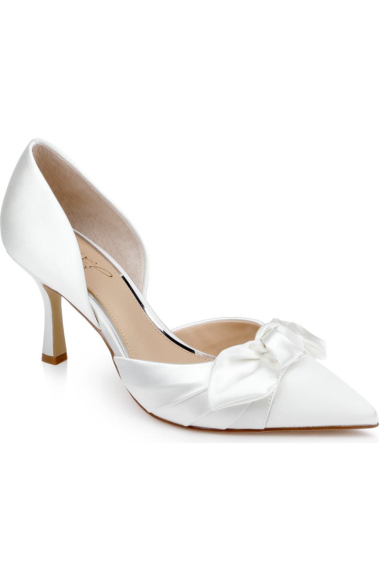 Jewel Badgley Mischka Emelia d'Orsay Pointed Toe Pump, Main, color, Ivory Satin