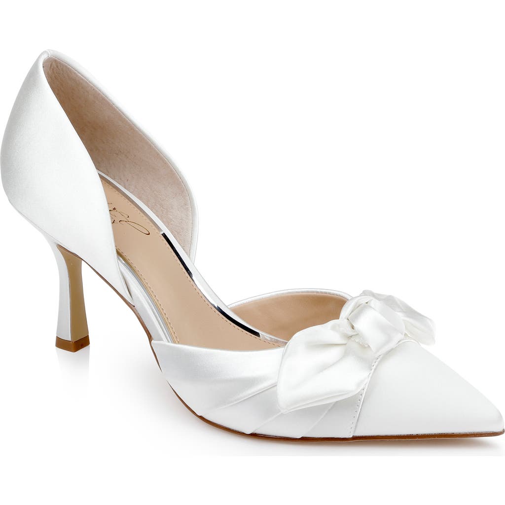 Jewel Badgley Mischka Women's Sidney Slip On Evening Bow Pumps In White