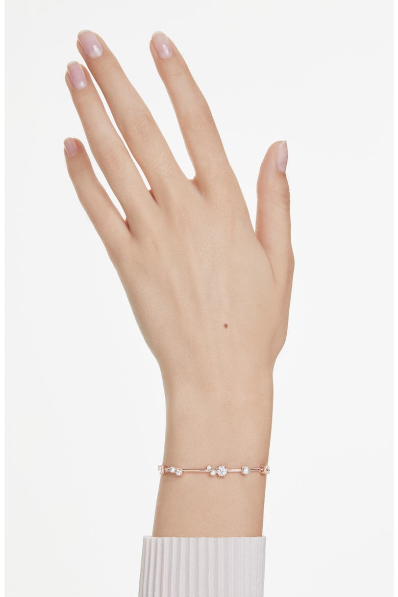 Constella Crystal & Faux Pearl Line Bracelet, Alternate, color, WHITE/ ROSE