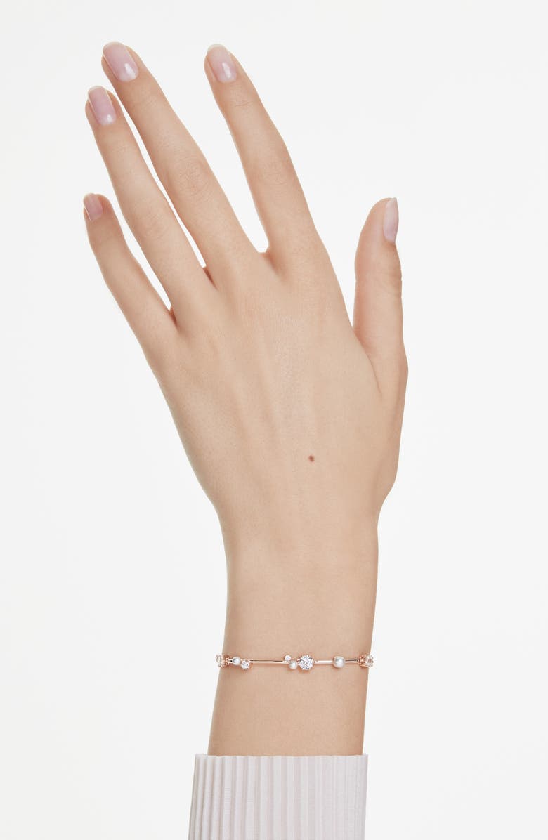 Swarovski Constella Crystal & Faux Pearl Line Bracelet, Alternate, color, White/ Rose