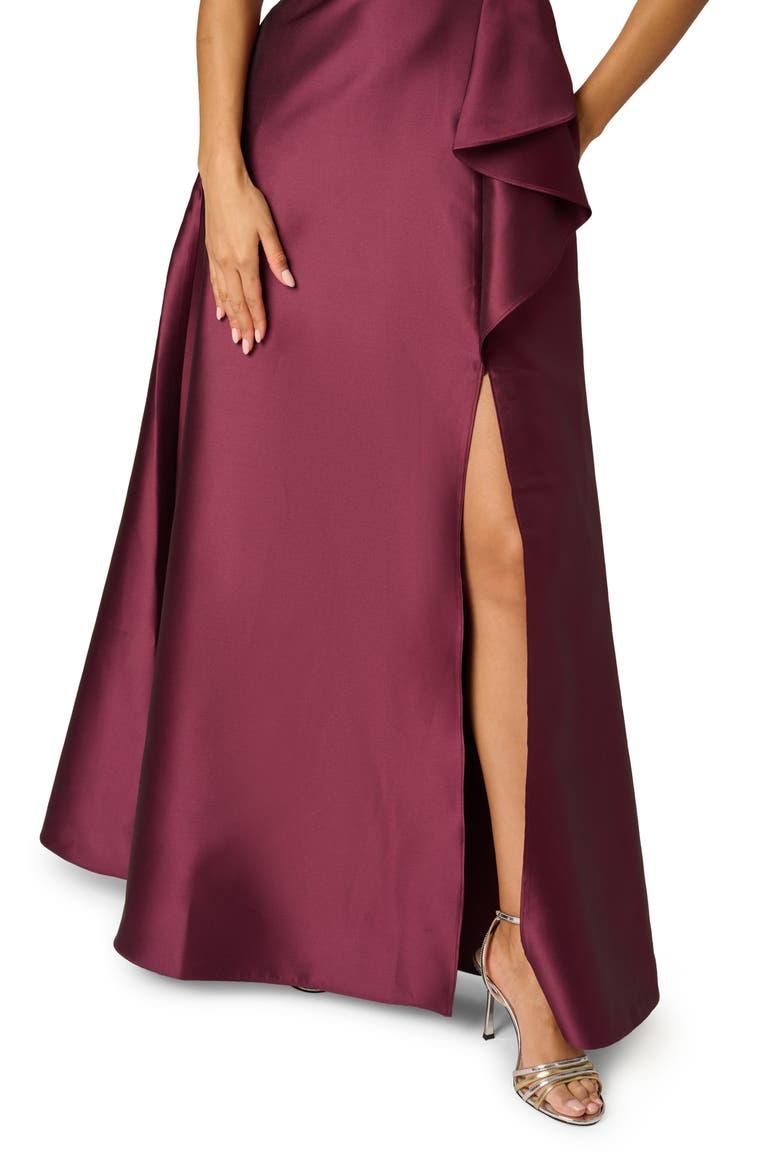 Embellished Neck Mikado Gown, Alternate, color, DEEP WINE