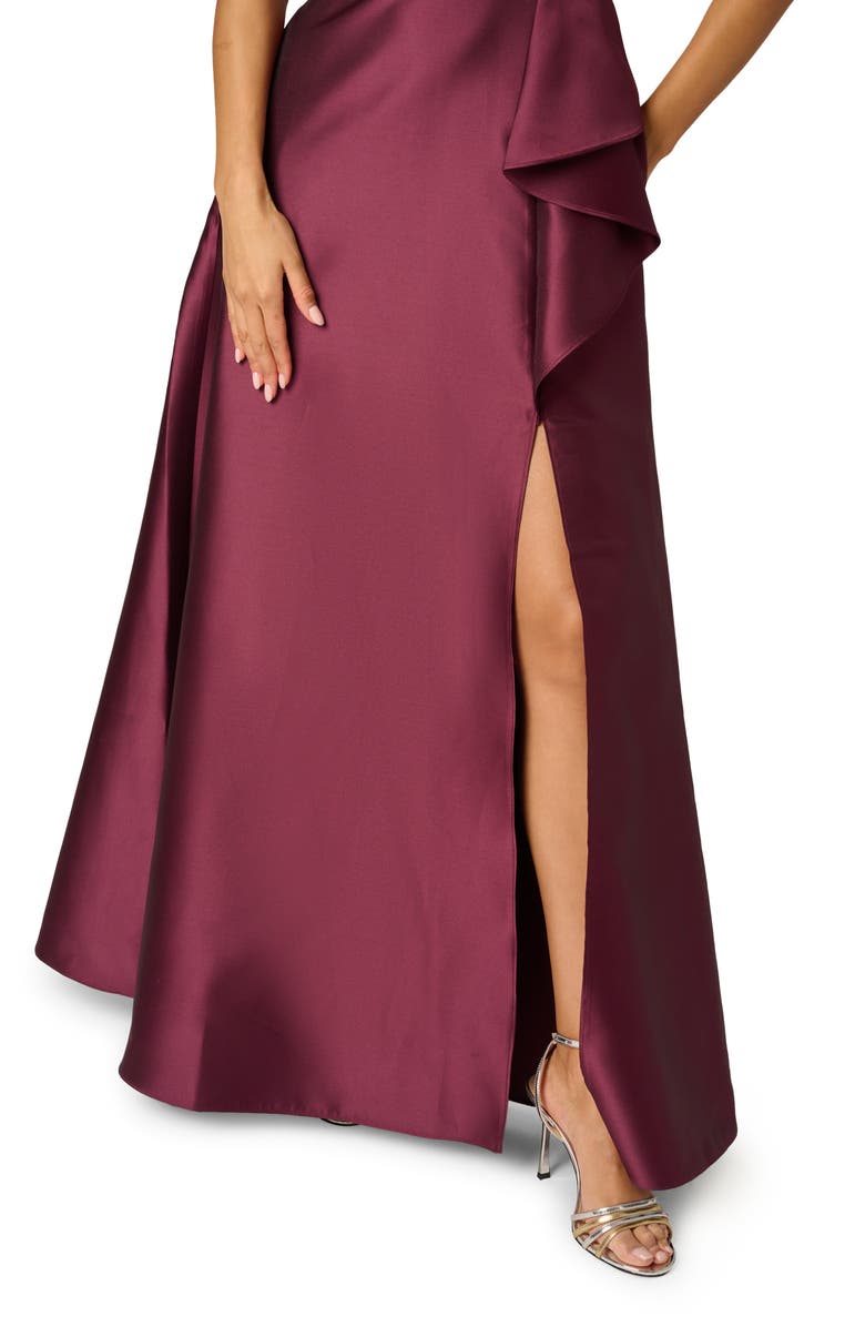 Adrianna Papell Embellished Neck Mikado Gown, Alternate, color, Deep Wine