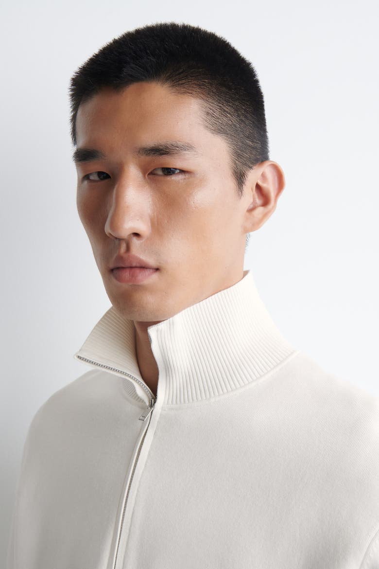 Double-faced Knitted Half-zip Sweater, Alternate, color, WHITE
