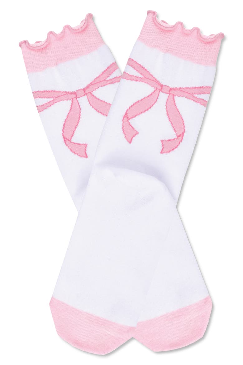 Kids' Bow Crew Socks, Main, color, WHITE/ PINK MULTI