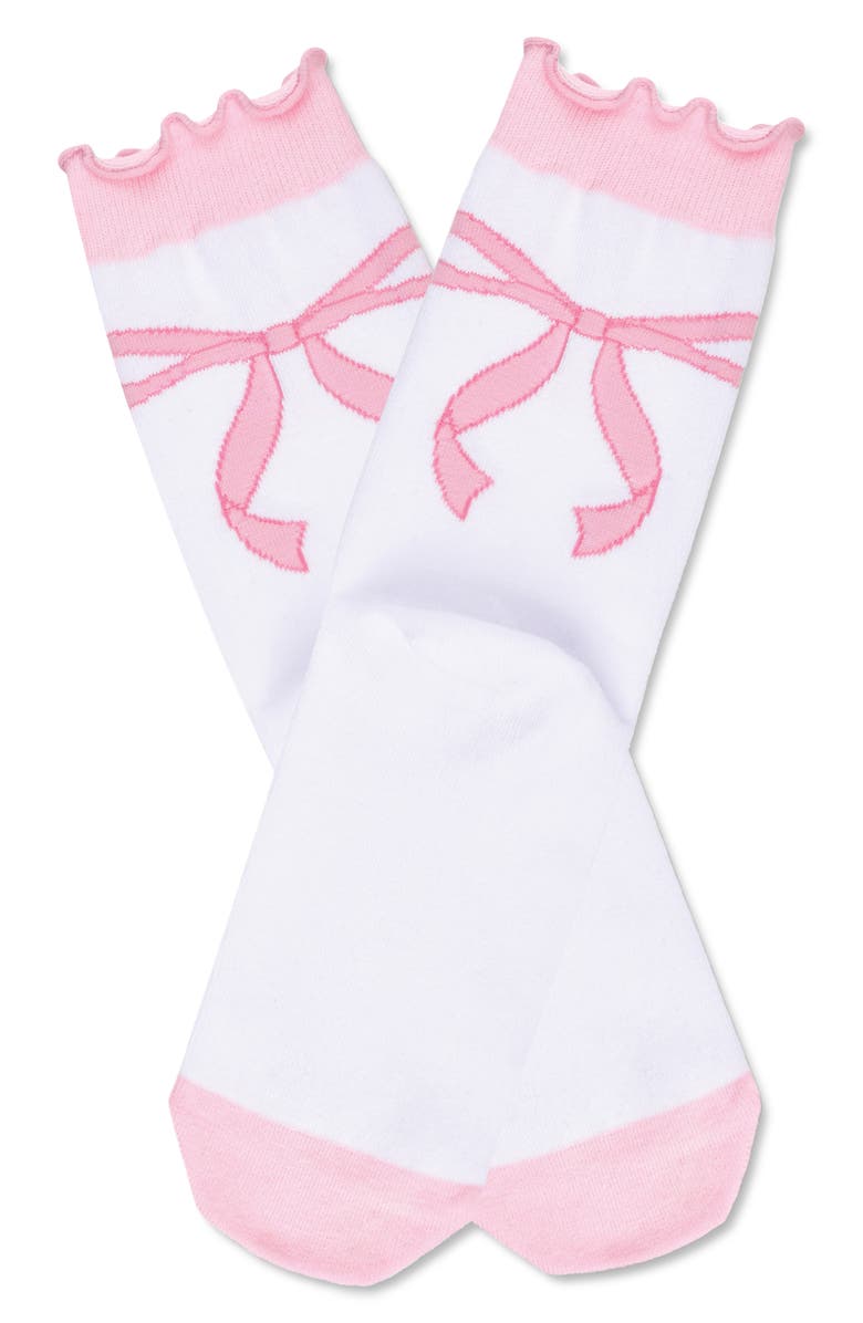 Iscream Kids' Bow Crew Socks, Main, color, White/ Pink Multi