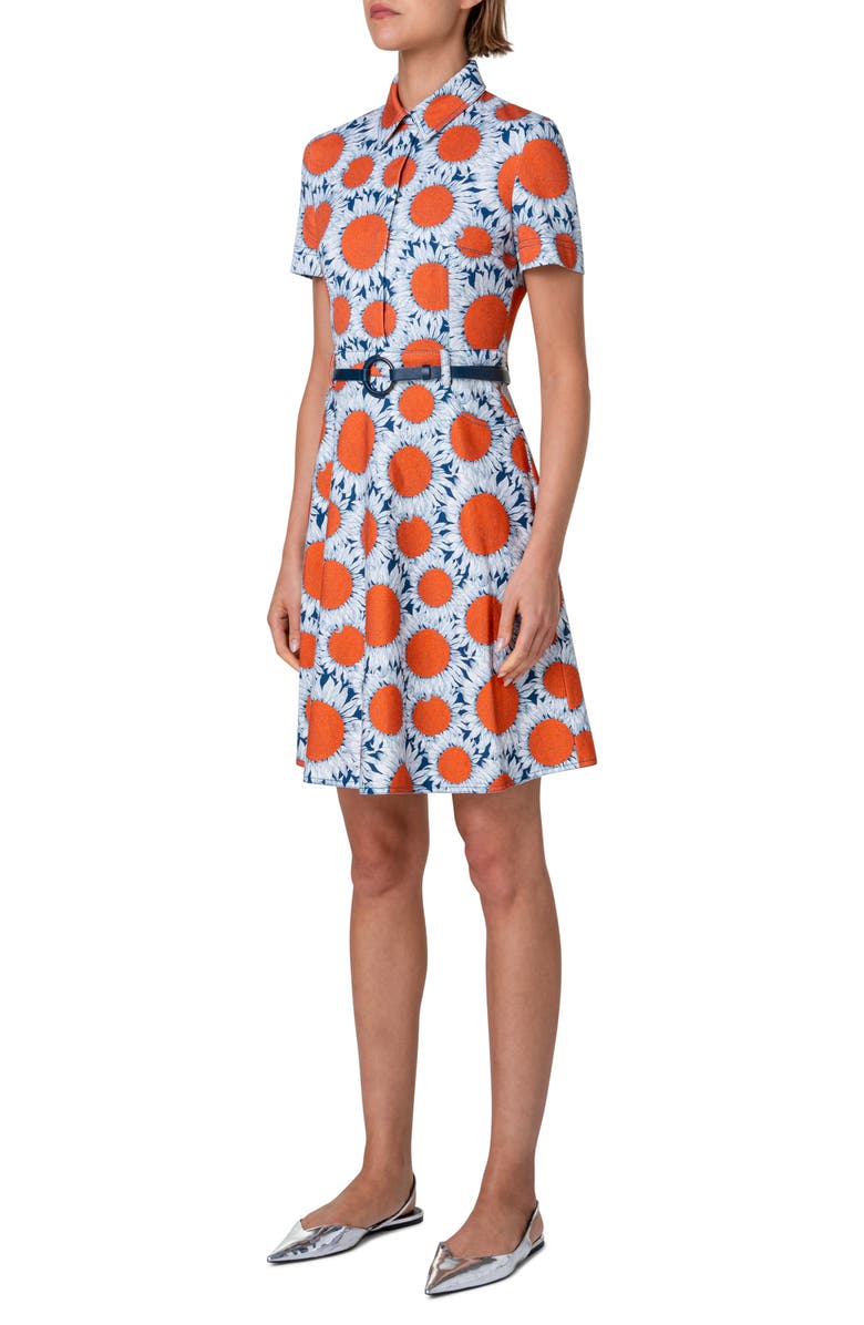 Akris punto Hello Sunshine Floral Belted Denim Shirtdress, Alternate, color, 