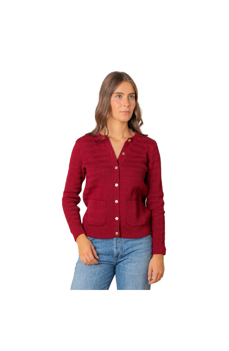 Hope & Henry Organic Chevron Stitch Cardigan Sweater, Main, color, Dark Red Chevron