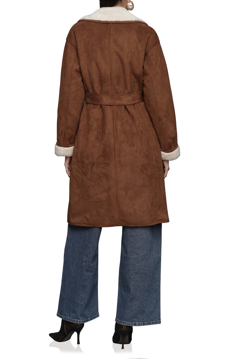 Avec Les Filles Double Breasted Faux Fur Belted Coat, Alternate, color, Camel