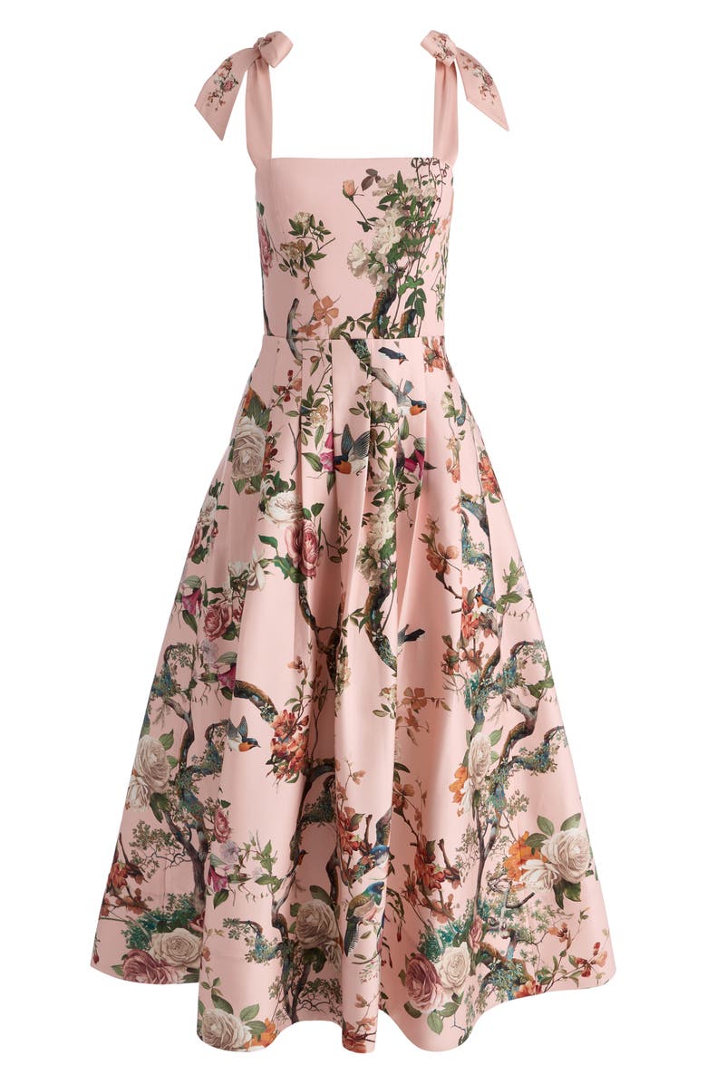 Alice + Olivia Hana Mixed Print Tie Strap Cotton Blend Dress, Alternate, color, Sunset Grove English Rose