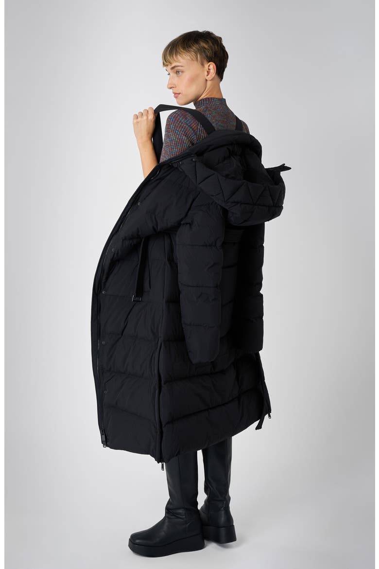 Vada Belted Water Repellent Puffer Coat, Alternate, color, BLACK