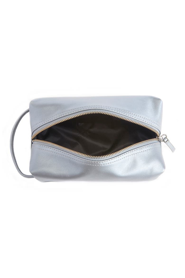 Compact Leather Toiletry Bag, Alternate, color, SILVER