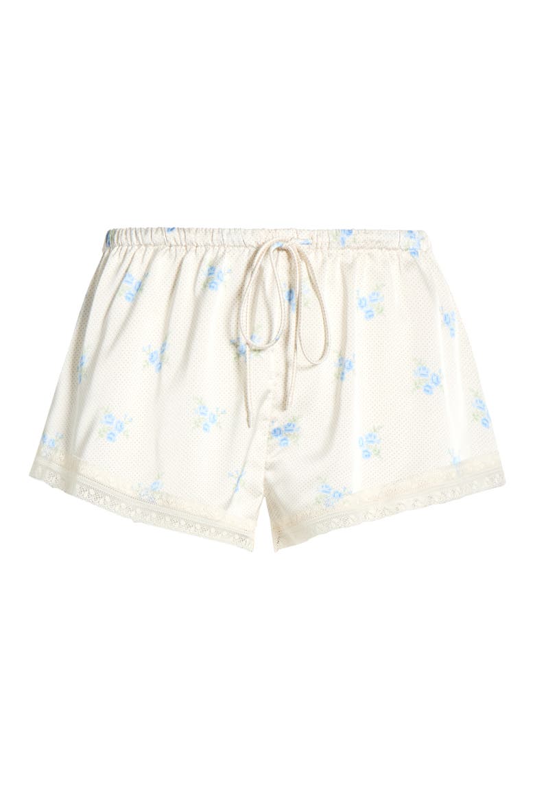 Noreen Floral Lace Trim Mesh Pajama Shorts, Alternate, color, PRINT ECRU BACKGR