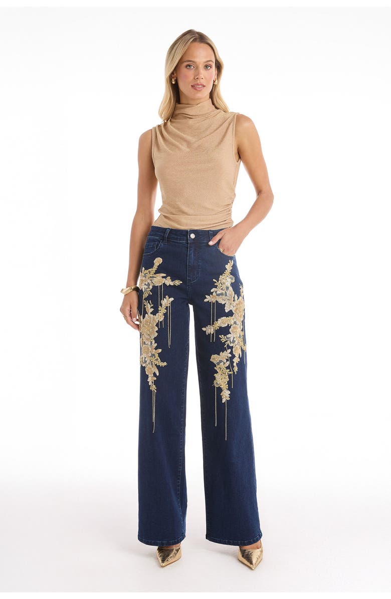 The Noli Shop Rocco Gold Embellished Jean, Alternate, color, Indigo