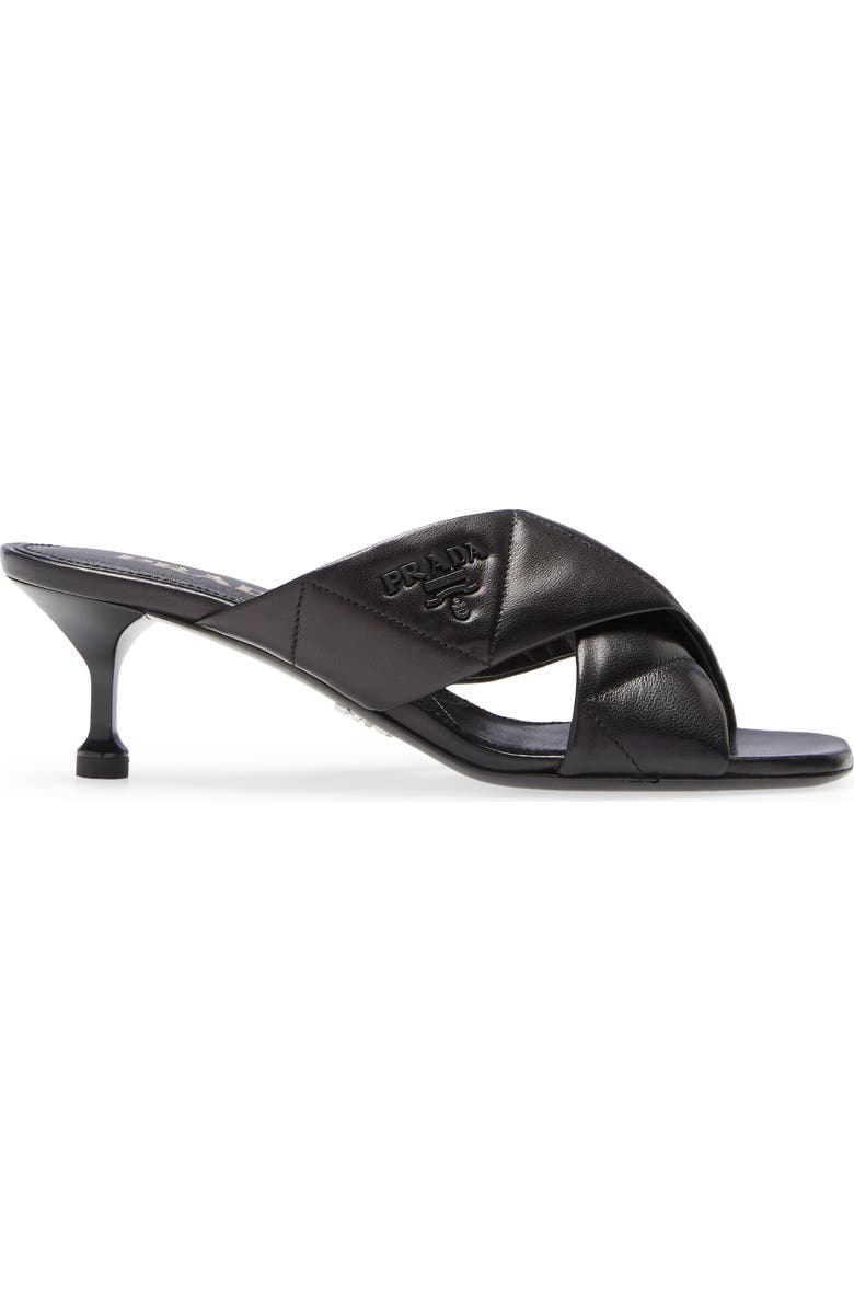Prada Logo Matelassé Slide Sandal, Alternate, color,