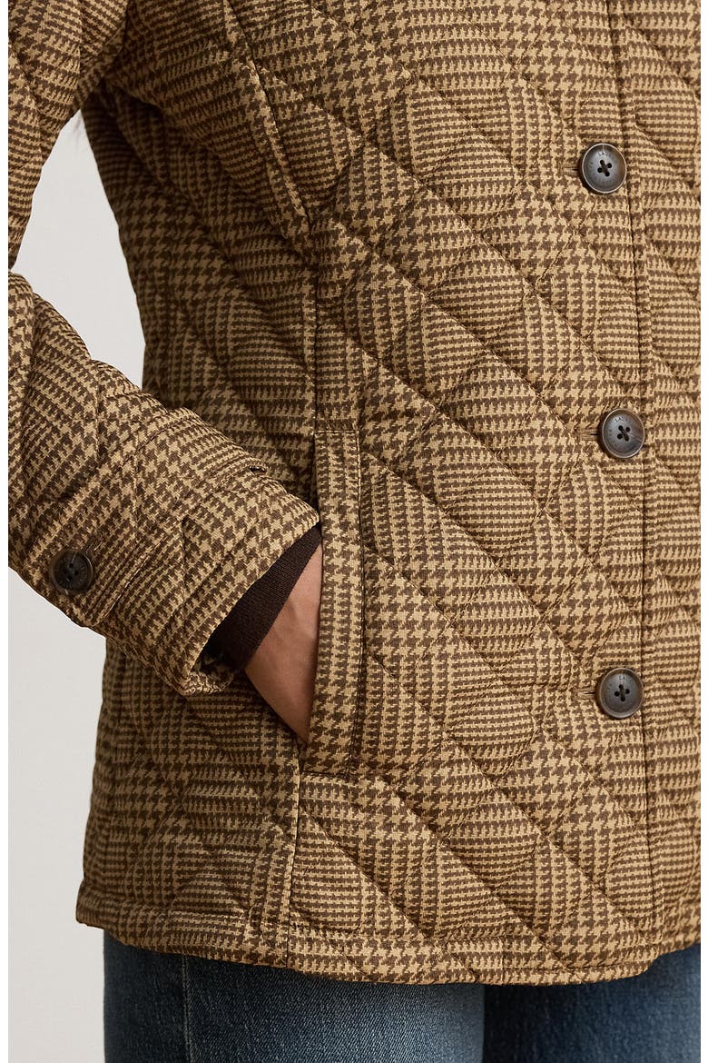 Houndstooth Quilted Jacket, Alternate, color, CAMEL/ COGNAC