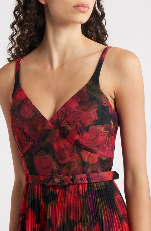 Hutch Joanna Pleated Sleeveless Gown In Red