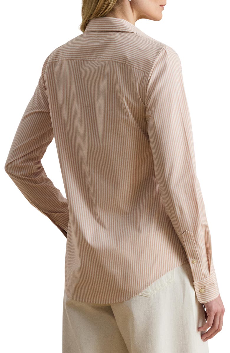 Lauren Ralph Lauren Stripe Stretch Cotton Button-Up Shirt, Alternate, color, Sunrise Blush Pink/ White
