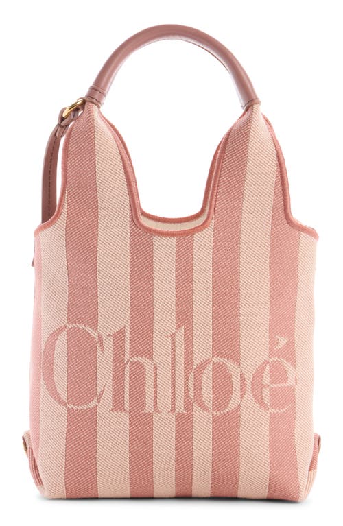 Chloé Mini Stripy Jacquard Stripe Crossbody Tote in Nougat at Nordstrom
