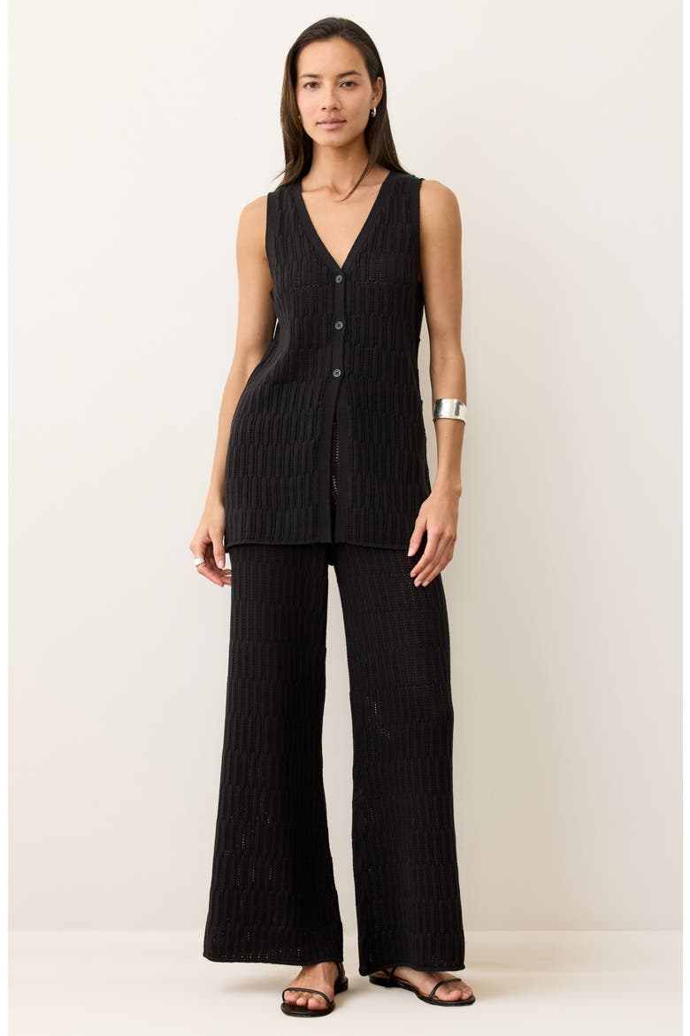 Ray Open Stitch Sweater Vest, Alternate, color, BLACK