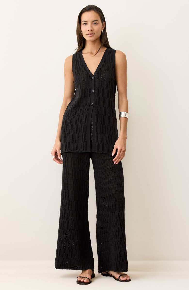 Marine Layer Ray Open Stitch Sweater Vest, Alternate, color, Black