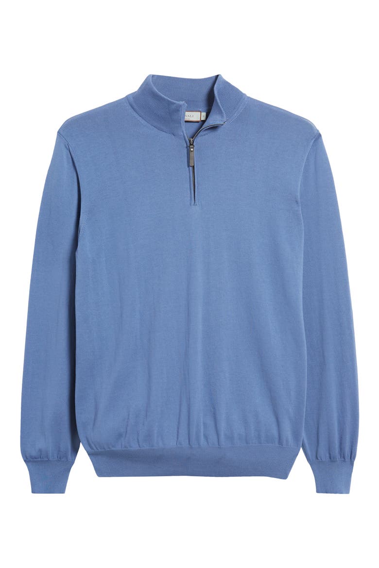 Quarter Zip Cotton Sweater, Alternate, color, BLUE