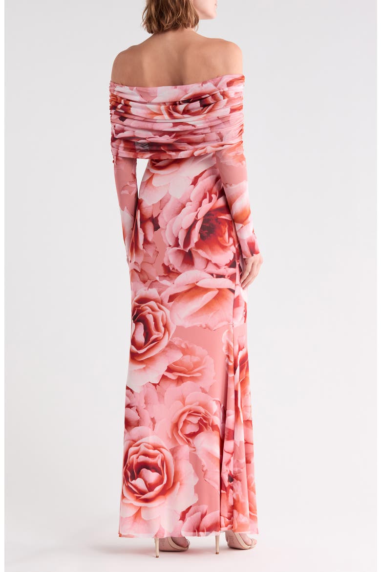 Thelma Off the Shoulder Long Sleeve Dress, Alternate, color, PEACH ROSES